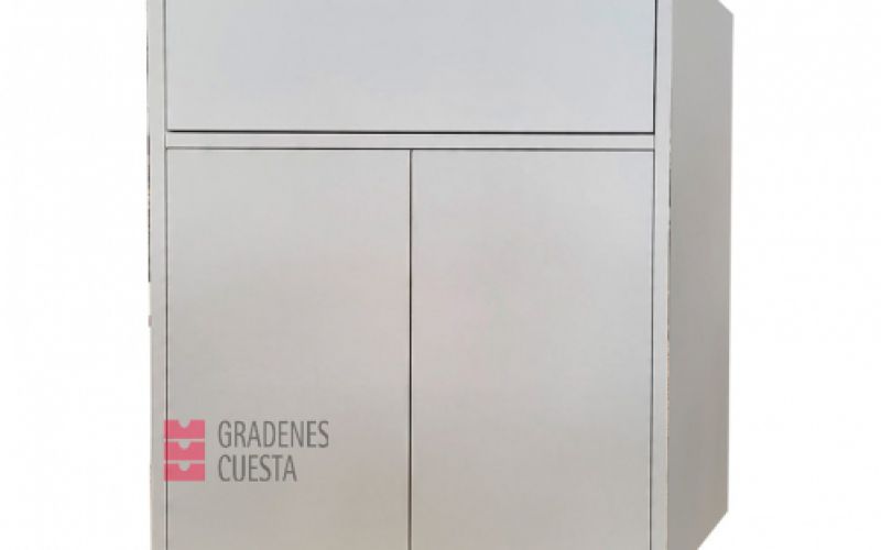 Frente de cajonera con cajón superior y dos puertas inferiores de color blanco