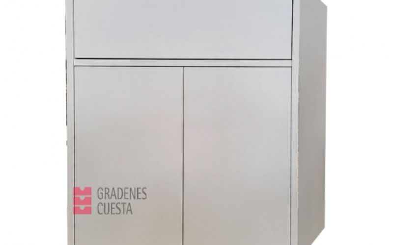 Frente de cajonera con cajón superior y dos puertas inferiores de color blanco