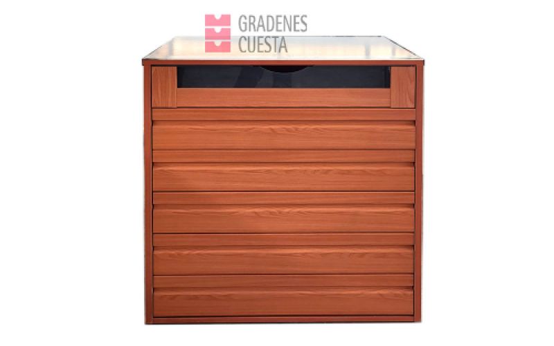 Cajonera de color haya con cajón con cristal en la parte superior