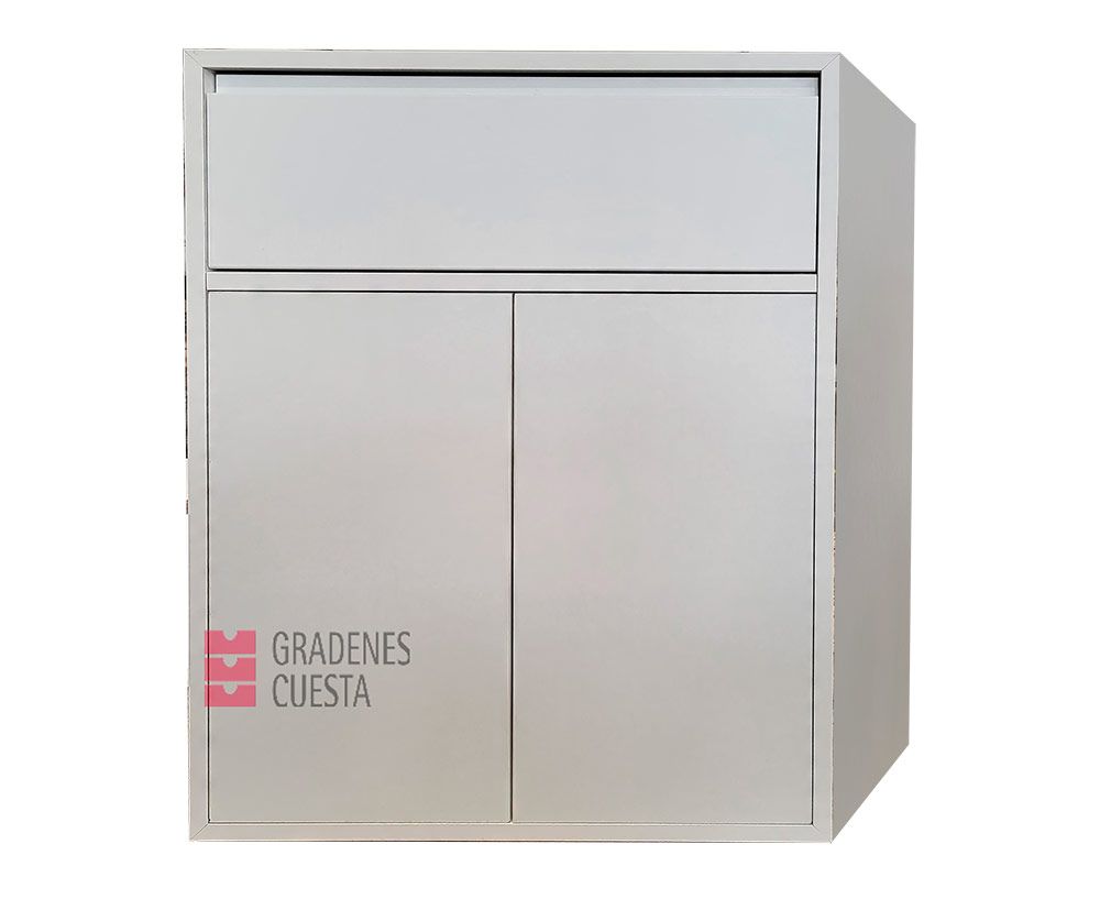 Frente de cajonera con cajón superior y dos puertas inferiores de color blanco